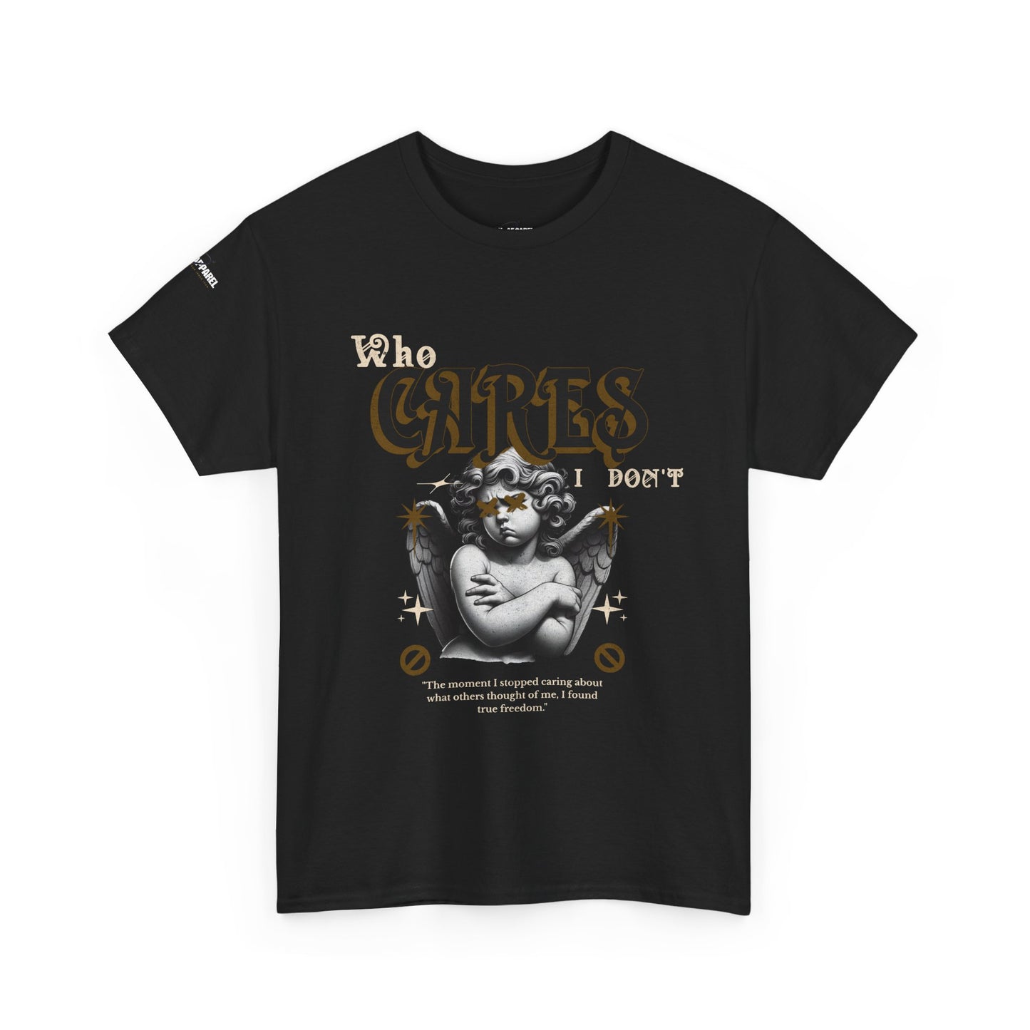 Sassy Cherub Unisex Tee - 'who cares I don't' Design