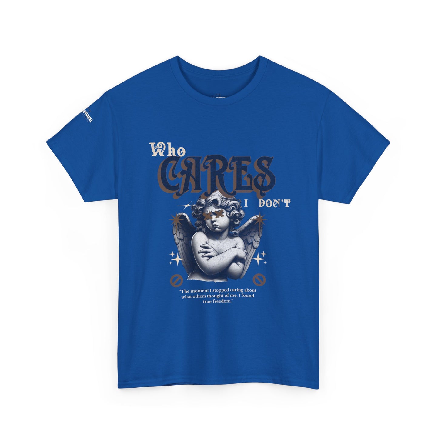 Sassy Cherub Unisex Tee - 'who cares I don't' Design