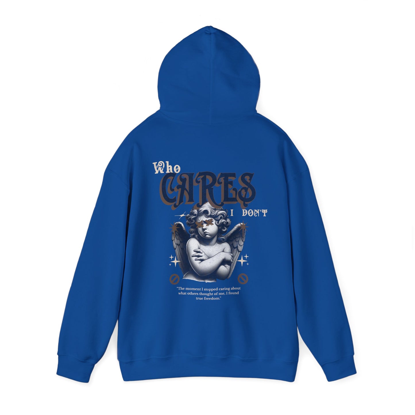 Sassy Cherub Unisex Hoodie - 'who cares I don't' Design